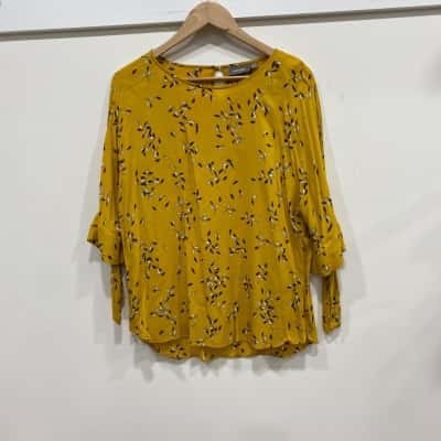 Sussan Womens  Size 14 3/4 Sleeve Top Mustard / Other / White 