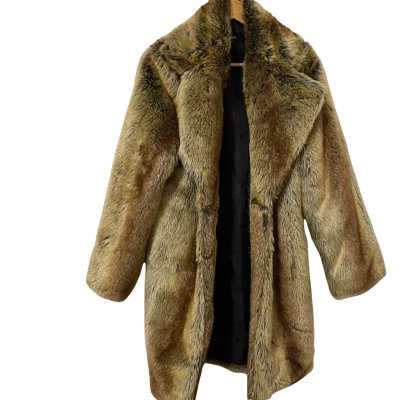 Pecaocun  Womens  Size 12 Fur Coat Beige / Black  / Brown 