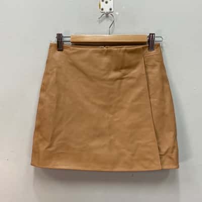 Seed Heritage Womens  100% Leather Size 6 Mini Skirt / Wrap Skirt Brown 