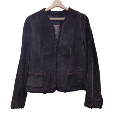 Monsoon Womens Size 14 Leather Jacket Black (5)  