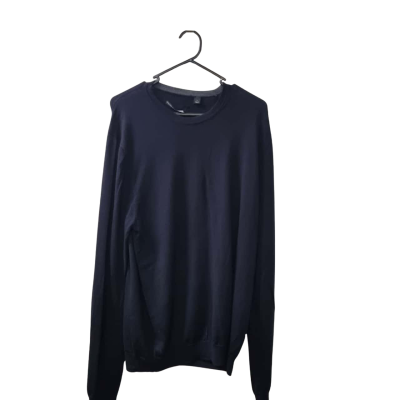 Country Road Men's Size L Crew Neck Merino Wool Jumper Navy in Blue 