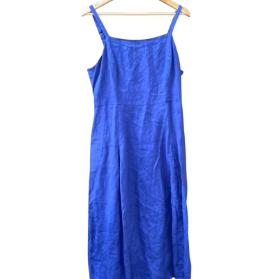 Gorman Size 14 Shoestring Strap Dress Blue Linen