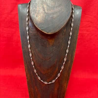  Women's Silver Tone Filigree Chain Necklace 