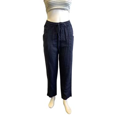 BNWT Piper Women's Size 14 Linen Straight Leg Pant Navy Blue 