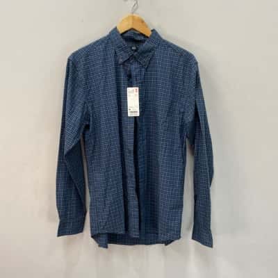 Uniqlo Mens  Size M Long Sleeve Shirt Blue / Green 