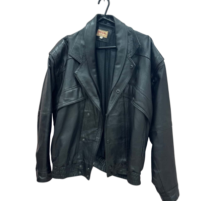 Regal Mens  Size L Black Leather Coat 