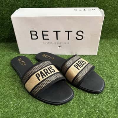 Betts Black Bonjour “Paris” Mules Size 10