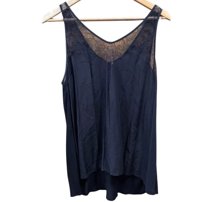Sussan Black Lace Trim Sleeveless Top Size L
