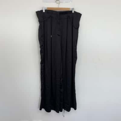 City Chic Black Satin Look Pants Size 18 