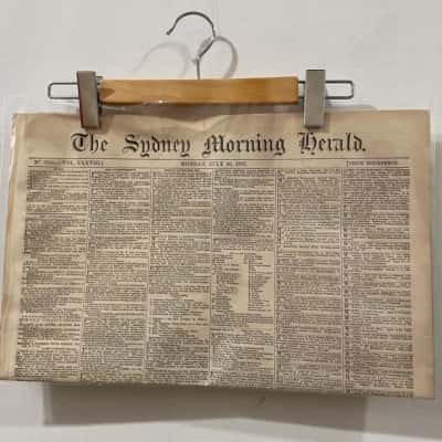 Vintage Newspaper The Sydney Morning Herald, Monday July 20 1857, In Protective Plastic Sleeve