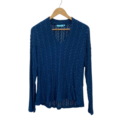 Blue Illusion Womens  Size L V-Neck Top Blue 