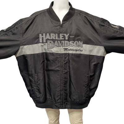 Harley Davidson Mens Size 5XL Biker Bomber Jacket Black  / Grey 