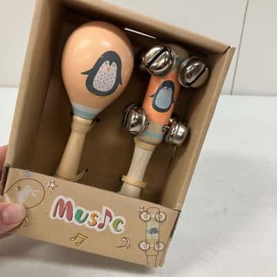 Kaper Kidz Penguin Wooden Maraca & Bell Set