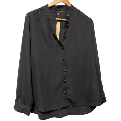Liz Jordan Womens  Size 10 Button Up Top Black  