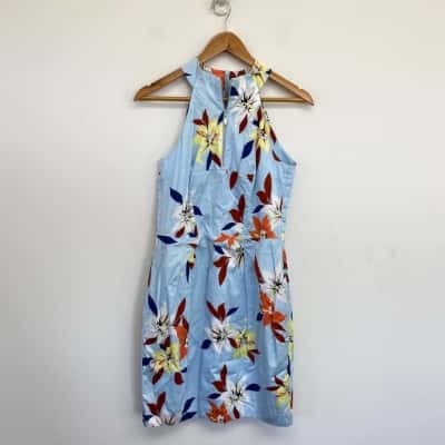 Cue Blue Floral Sleeveless Mini Dress  Size 10 