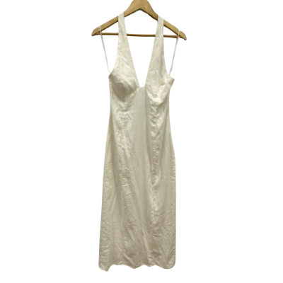 Glassons Women's Halter Summer Linen Blend Dress Size 8 Cream RRP$70