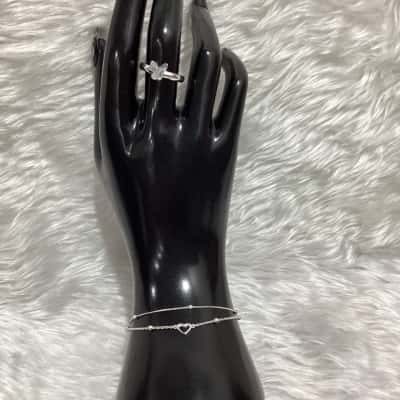  Womens Bracelet - Sterling Silver & Silver tone ring
