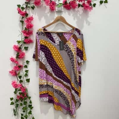 Autograph Womens  Size 14 Floral Top Multicoloured / Mustard / Pink  / Purple / White 