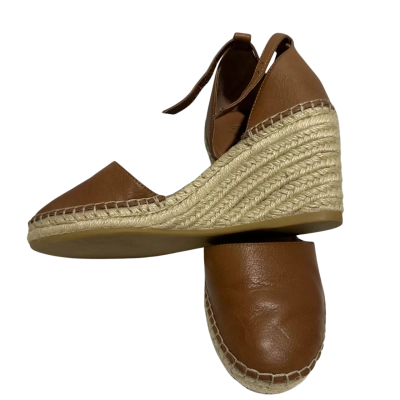 Wither Tan Leather Espadrille Wedge Sandals Size 7 Women’s Summer Shoes