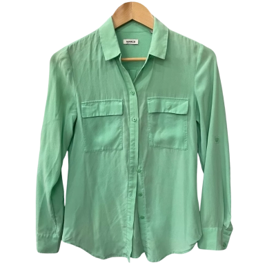 Marcs Womens  Size 6 Long Sleeve Silk Shirt Green 