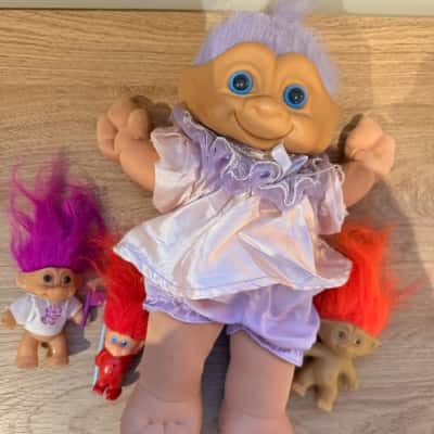 Vintage Trolls x4.  Large Treasure Troll by Ace Novelty.