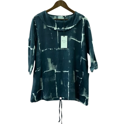 Foil Women's Cowl-Neck Abstract Block Print Top Size 12 
