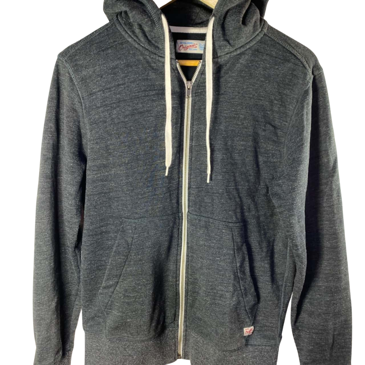 Jack & Jones Mens Size S Zip Hoodie Grey (s)