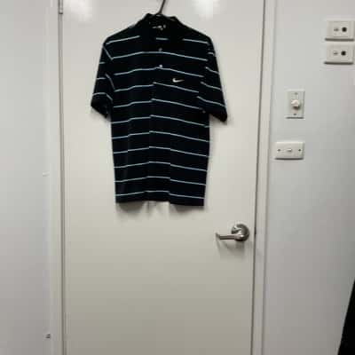 Nike Mens   Black  / Blue / Striped Polo Top Size L