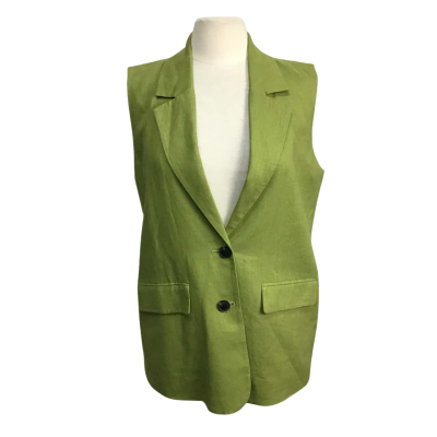 Sportsgirl Womens  Size 8 Green Linen Blend Collared Vest 