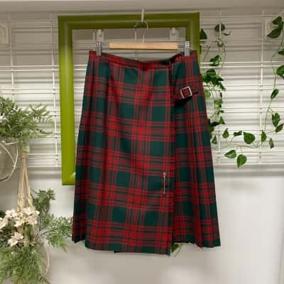 Fletcher Jones Vintage Womens   100% Wool Kilt Skirt Size 10