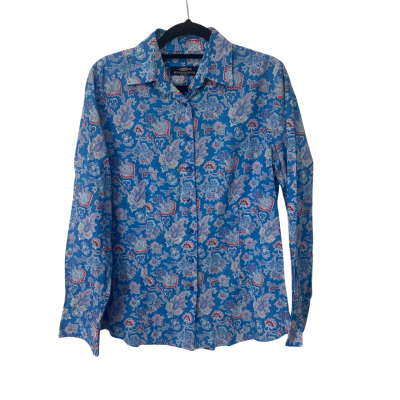 Herringbone Sydney  Size 12 Long Sleeve Shirt Blue 