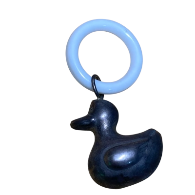 Baby rattle duck silver plated