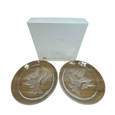 vintage Sasaki Crystal "Wings" pattern salad plates