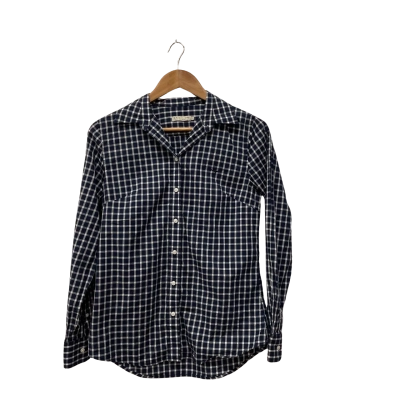 R.M. Williams Womens  Size 8 Long Sleeve Shirt Checked / Navy Blue / White 