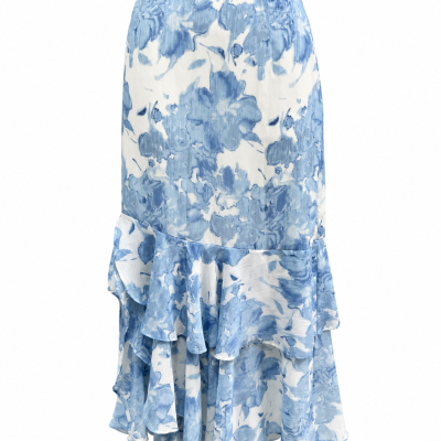 TOKITO Blue & White Floral Tiered Ruffle Maxi Skirt – Size 8 – NWT