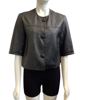 Country Road Womens  Size L Front Button Leather Jacket Black