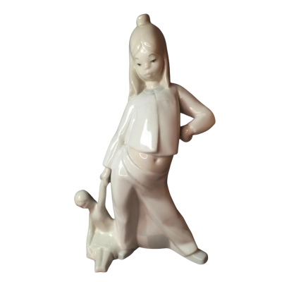 Tang - Made in Spain Art Porcelain Young Girl with a Rag Doll. 23 cm tall.  No Chips or Cracks.