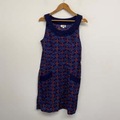 Om Design Blue Pattern Sleeveless Mini Dress Size 12 