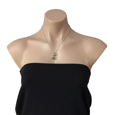 Womens 925 Silver Necklace with Decorative Heart Pendant 