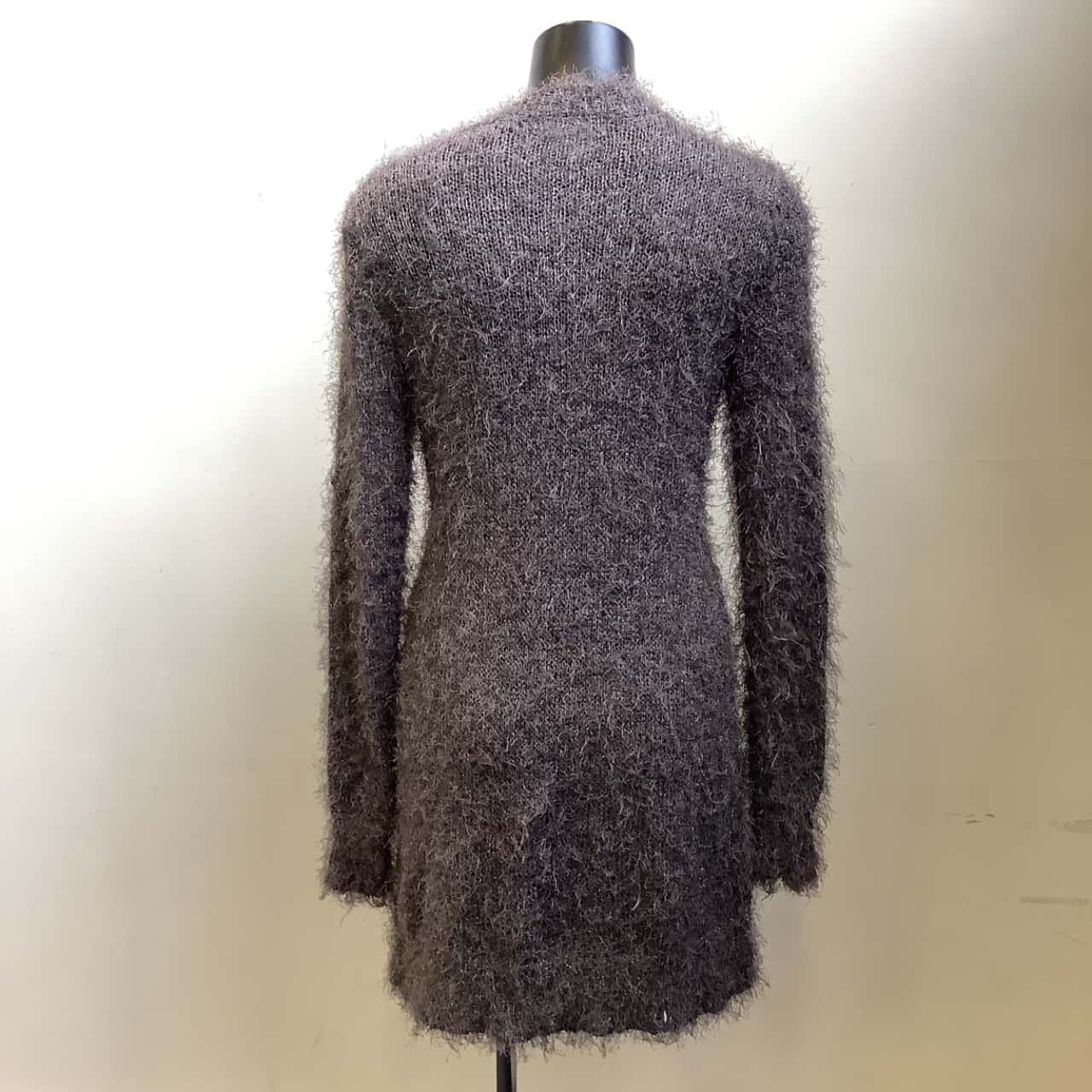 NEXT Womens Size UKM Charcoal/Metallic Fuzzy Open Cardigan
