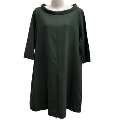 COS Women's  Size 40 Wide Stand-up Collar Dress/ 96% Wool 4% Elastane Mini Dress /  7/8 Sleeve Length Dark Green  RRP: $150.00