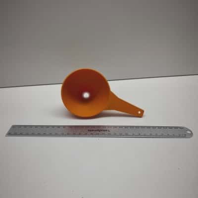 Vintage Tupperware Orange Plastic Kitchen Funnel with Handle
