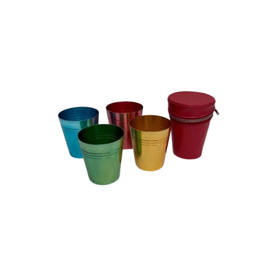 Stackable anodised aluminium picnic cups 