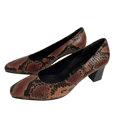 Womens Gabor Snakeskin Print Block  Heels Pink/Black