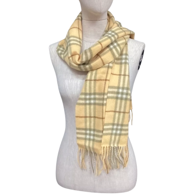  Grace Boon 100% Wool Scarf Brown / Checked / Khaki / Yellow 