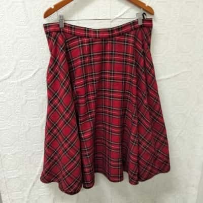 Hell Bunny Size 18 A-Line Skirt Checked / Red GUC