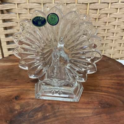 Bohemia Crystal Peacock Napkin Holder Czech Republic Lead Crystal Vintage Homewears Wedding Formal Collectable Antique Birthday Christmas Party