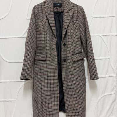Vero Moda Womens Houndstooth Check Long Wool Blend Overcoat, Size M