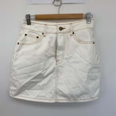 Dazie Off White Glow Getter Denim Mini Skirt Size 8 