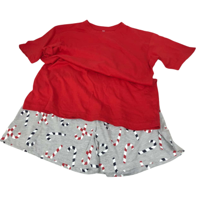  Xmas T-shirt & Shorts (S) Kids Black / Red / White/Grey - NEW